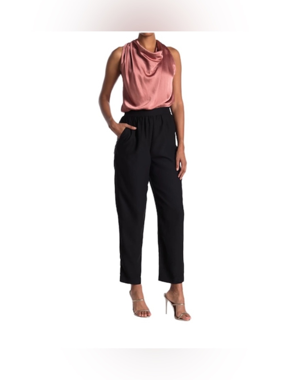 NWT REISS HARLEY DRAPED SATIN BOW BACK SLEEVELESS STRAIGHT LEG JUMPSUIT